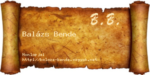 Balázs Bende névjegykártya