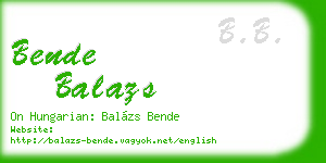 bende balazs business card
