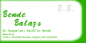 bende balazs business card